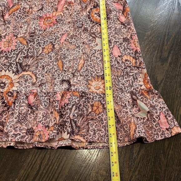 Madewell Dress Women’s 8 Lace-Up Ruffle-Hem Midi Bali Blooms Sleeveless Festival - Picture 8 of 9